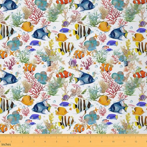 jejeloiu Fischstoff von The Yard 2 Yards Ozean Meer Marine Tier Dekorativ Wasserdicht Outdoor Stoff Kreatur Sealife Polsterstoff für Stühle Unterwasser Tiermuster DIY Reupholstery Stoff jejeloiu Fischstoff von The Yard 2 Yards Ozean Meer Marine Tier Dekorativ Wasserdicht Outdoor Stoff Kreatur Sealife Polsterstoff für Stühle Unterwasser Tiermuster DIY Reupholstery Stoff von jejeloiu