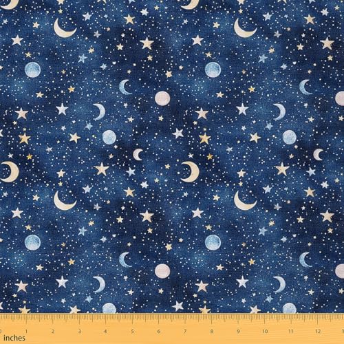 jejeloiu Galaxie-Stoff von The Yard Sternenhimmel, Universum, Weltraum, Polsterstoff für Stühle, niedliches Sternen-Mond-Muster, wasserdicht, für Innen- und Außenbereich, Dekoration für von jejeloiu