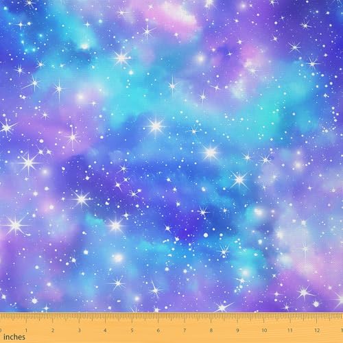 jejeloiu Galaxy Polsterstoff für Stühle 2,7 m Weltraum Stoff von The Yard Universum Wolke Galaxie Glitzer Stern Druck Weltraum Weltraum Außen Himmel Dekorativ Wasserdicht Outdoor Stoff Blau Outdoor von jejeloiu