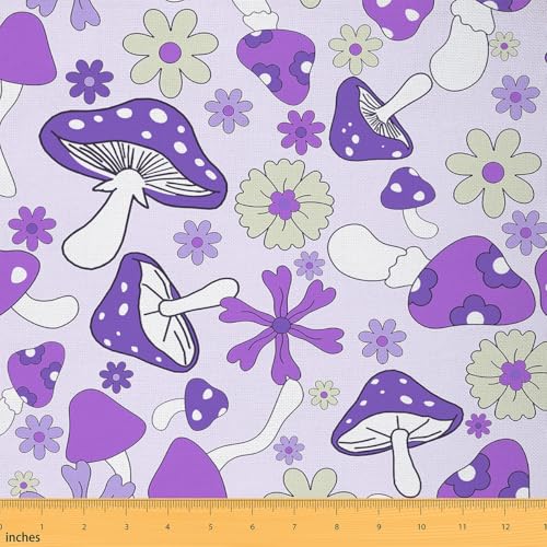 jejeloiu Niedlicher Pilz-Polsterstoff für Stühle, 91 cm, Retro-Hippie-Blumenstoff, Meterware, Cartoon-Pilze, 60er, 70er Jahre, grooviger Blumenpilz, wasserdichter Outdoor-Stoff, lila Outdoor-Stoff jejeloiu Niedlicher Pilz-Polsterstoff für Stühle, 91 cm, Retro-Hippie-Blumenstoff, Meterware, Cartoon-Pilze, 60er, 70er Jahre, grooviger Blumenpilz, wasserdichter Outdoor-Stoff, lila Outdoor-Stoff von jejeloiu