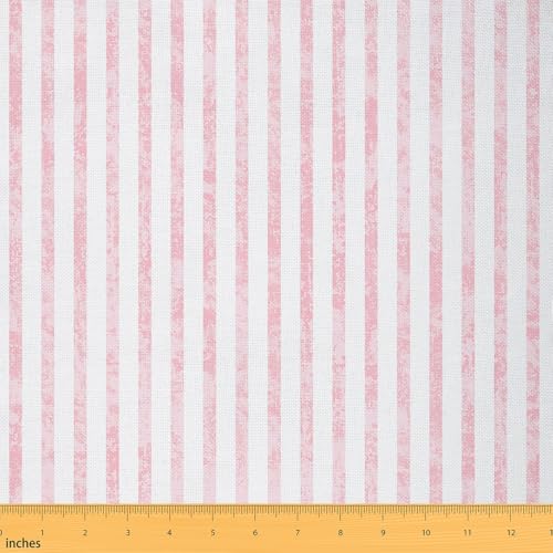jejeloiu Rosa gestreifter Stoff, modern, schlicht, Polsterstoff, niedliche Geometrie, wasserdicht, für Innen- und Außenbereich, Dekoration für Heimwerker, Näharbeiten, Bastelprojekte, 91 cm von jejeloiu