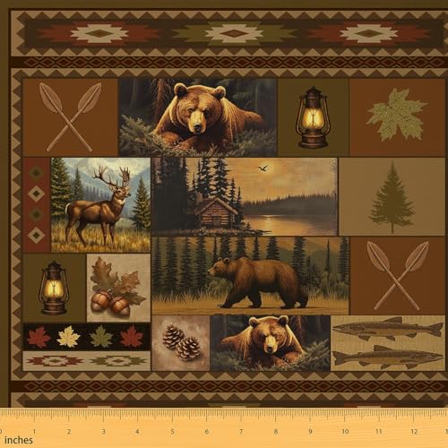 jejeloiu Rustikaler Bären-Polsterstoff für Stühle, Wildtiere, Jagdstoff, Bauernhaus, Land für Zuhause, DIY-Projekte, Hütte, Hütte, wasserdicht, für drinnen und draußen, 4,5 m von jejeloiu