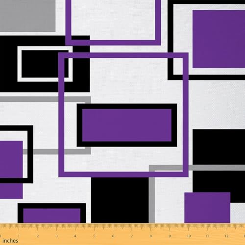 jejeloiu The Yard Stoff in Lila / Schwarz, geometrischer moderner Polsterstoff für Stühle, Blockgeometrie, dekorativer wasserdichter Outdoor-Stoff, 4,5 m von jejeloiu