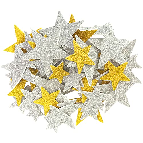 (2.5/3.5/5.5cm) 200 Stück Glitzerstern Aufkleber Glitzerstern Sticker Glitzer Schaumstoff EVA Stern Aufkleber Sticker Selbstklebend Moosgummi Stern Aufkleber zum kleben für Weihnachten DIY Handwerk von jenich