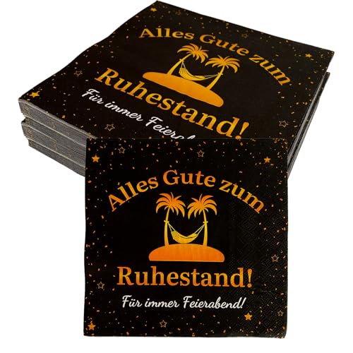 40 Stück Servietten Ruhestand 33 * 33cm Rente Deko Schwarz Gold Endlich im Ruhestand Geschenk Papierservietten für Rentner Rentnerin Abschiedsfeier Männer Frauen Pensionierung Party Dekoration 40 Stück Servietten Ruhestand 33 * 33cm Rente Deko Schwarz Gold Endlich im Ruhestand Geschenk Papierservietten für Rentner Rentnerin Abschiedsfeier Männer Frauen Pensionierung Party Dekoration von jenich