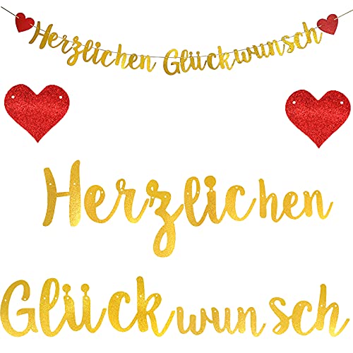 Herzlichen Glückwunsch Girlande Banner Hängende Deko Gratulation Banner Girlande für Geburtstag Abitur Abschluss Hochzeitsfeier Ruhestand von jenich