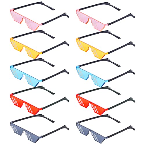 jerbro 10er Sonnenbrille Mosaik Brille Spaß gläser für Accessoire Geburtstag (Multi color 1, Small) von jerbro