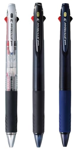 jetstream Kugelschreiber in 3 verschiedenen Farben, 0,38 mm, schwarz, blau, rot, transparent, transparent, marineblau von jetstream