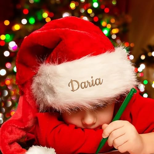 jfs Weihnachtsmütze, personalisierbar, bestickt, Weihnachtsmütze, personalisierte Weihnachtsmütze, Weihnachtsmannmütze, Erwachsene, Weihnachtsfeiertags-Partyzubehör (rot, 30 x 75 cm) von jfs