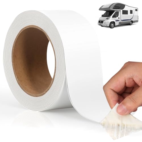 Wohnwagen Dichtband Weiß 5cmx5m Reparatur Klebeband Weiss Zelt Reparatur Klebeband Butylband Wasserdicht für Wohnwagen Dach Glas Fenster Rohrdicht (5m) von jiawaggag