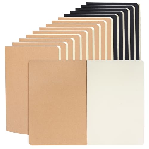 jiebor Notizbuch, A5, blanko, für Studenten, Frauen, College, Schule, Büro, Arbeit, Reisen, Schreibbedarf, 68 Seiten, 15 Stück von jiebor
