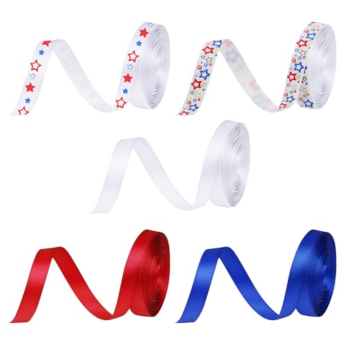 jiebor Rotes, weißes und blaues Band, patriotisches Ripsband zum 4. Juli, für Unabhängigkeitstag, Arbeitstag, Geschenkverpackung, Party, Dekoration, Basteln, 0,9 cm x 22,7 m jiebor Rotes, weißes und blaues Band, patriotisches Ripsband zum 4. Juli, für Unabhängigkeitstag, Arbeitstag, Geschenkverpackung, Party, Dekoration, Basteln, 0,9 cm x 22,7 m von jiebor