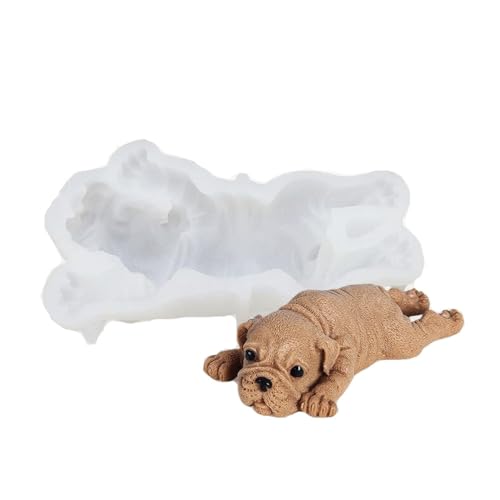 3D Hund Silikonform Niedlicher Hund DIY Fondant Mousse Dekoration Schlafender Hund Silikonform Kerzenform Seifenform Hund Silikon Formen Tier Backform (01) von jiejack