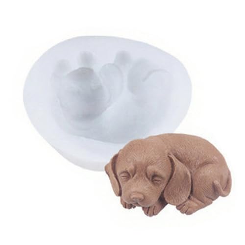 3D Hund Silikonform Niedlicher Hund DIY Fondant Mousse Dekoration Schlafender Hund Silikonform Kerzenform Seifenform Hund Silikon Formen Tier Backform (05) von jiejack