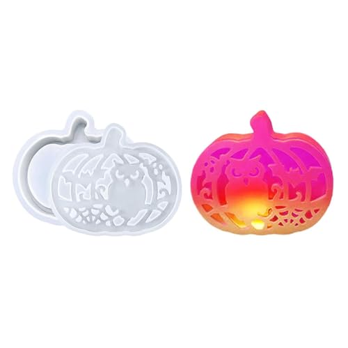 Halloween Silikonform DIY Epoxidharz-Aufbewahrungsbox Ambiente-Licht Lochdesign Kürbis Geist Dekorationsfigur Handwerkzeug Lebensmittelechtes Material Wiederverwendbar (B) von jiejack
