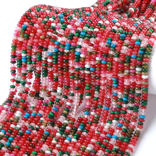 2 x 4 mm, 155 Stück, bunte Jaspis, Jade, Röhren, Rondelle, Abakus, Scheibe, Abstandhalter, lose Perlen für Schmuckherstellung, Armband, DIY-Zubehör von jiejinyu
