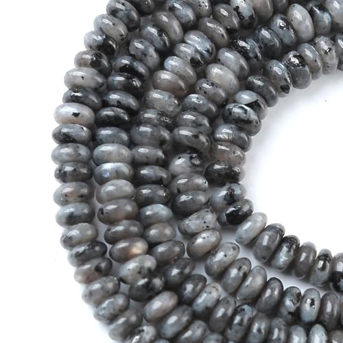 2 x 4 mm, 155 Stück, schwarze Labradorit-Röhre, Rondelle, Abakusscheibe, Abstandhalter, lose Perlen für Schmuckherstellung von jiejinyu