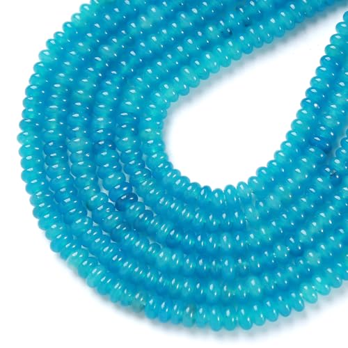 2 x 4 mm, 155 Stück Amazonit, Chalcedon, Scheibe, Steinröhrchen, Rondelle, Abakus, Abstandhalter, lose Perlen für Schmuckherstellung, Armband, DIY-Zubehör von jiejinyu
