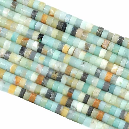 2 x 4 mm, 155 Stück Amazonit-Rohrzylinder, Rondelle, Abakus-Scheibe, Abstandhalter, lose Perlen für Schmuckherstellung von jiejinyu