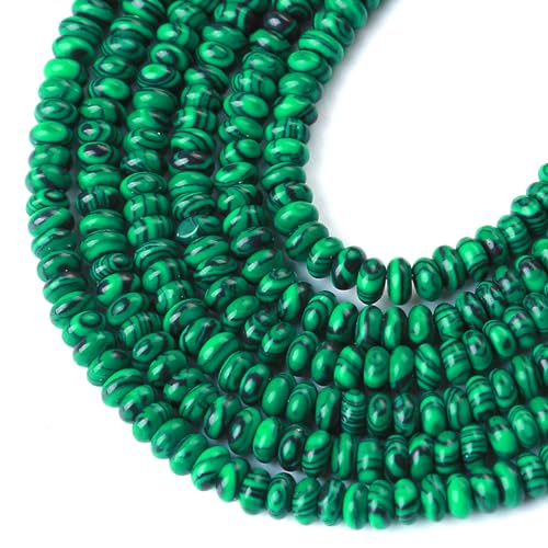 2 x 4 mm, 155 Stück Malachit-Röhrchen, Rondelle, Abakusscheiben, Abstandhalter, lose Perlen für Schmuckherstellung von jiejinyu