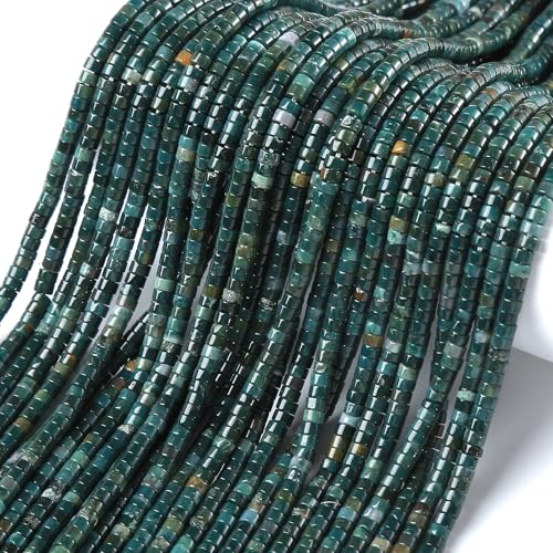 2 x 4 mm, 155 Stück Moosachat-Rohrzylinder, Rondelle, Abakusscheibe, Abstandhalter, lose Perlen für Schmuckherstellung, Armband, DIY-Zubehör von jiejinyu