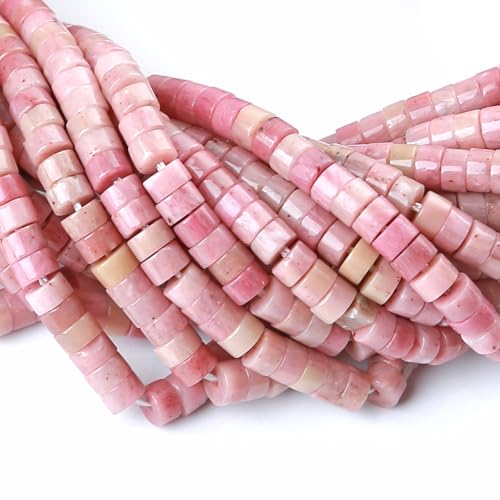 2 x 4 mm, 155 Stück Rhodochrosit, Rhodonit, Zylinder, Rondelle, Abakusscheibe, Abstandhalter, lose Perlen für Schmuckherstellung von jiejinyu