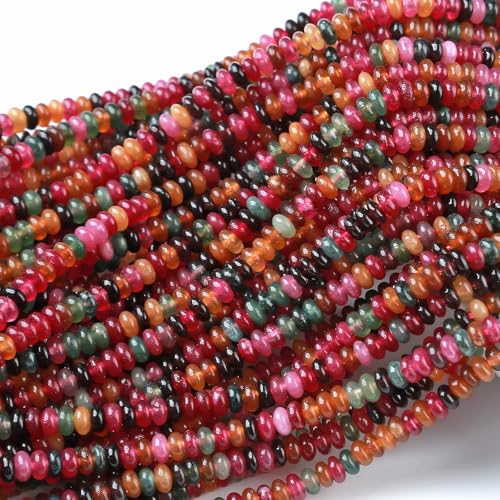 2 x 4 mm, 155 Stück Turmalinröhrchen, Rondelle, Abakusscheibe, Abstandhalter, lose Perlen für Schmuckherstellung von jiejinyu