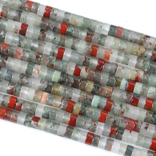 2 x 4 mm, 155 Stück afrikanische Blutsteinröhrchen, Zylinder, Rondelle, Abakusscheibe, Abstandhalter, lose Perlen für Schmuckherstellung von jiejinyu