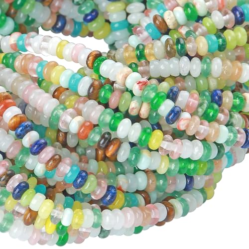 2 x 4 mm, 155 Stück bunte Quarz-Steinröhrchen, Rondelle, Abakus-Scheibe, Abstandhalter, lose Perlen für Schmuckherstellung 2 x 4 mm, 155 Stück bunte Quarz-Steinröhrchen, Rondelle, Abakus-Scheibe, Abstandhalter, lose Perlen für Schmuckherstellung von jiejinyu