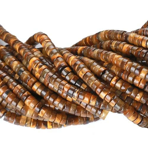 2 x 4 mm, 155 Stück gelbe Tigeraugenröhrchen, Zylinder, Rondelle, Abakus, Scheibe, Abstandshalter, lose Perlen für Schmuckherstellung von jiejinyu