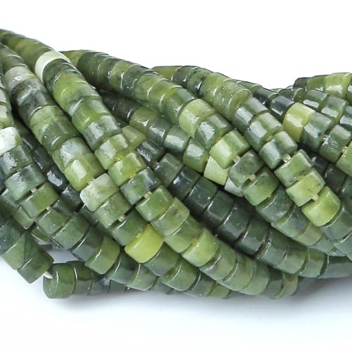2 x 4 mm 155 Stück chinesische grüne Jade-Röhre, Zylinder, Rondelle, Abakus-Scheibe, Abstandhalter, lose Perlen für Schmuckherstellung von jiejinyu