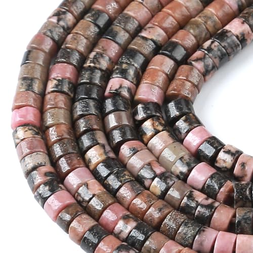 2 x 4 mm 155 schwarze Rhodochrosit-Rhodonit-Röhrchen, Zylinder, Rondelle, Abakus-Scheibe, Abstandshalter für Schmuckherstellung von jiejinyu