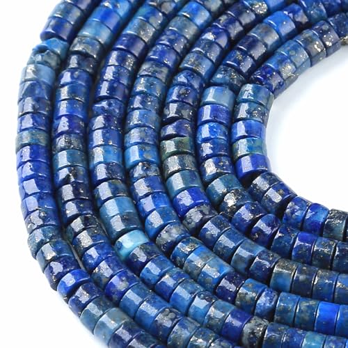 2 x 4 mm Lapislazuli-Röhrchen, Zylinder, Rondelle, Abakusscheibe, Abstandhalter, lose Perlen für Schmuckherstellung, 155 Stück von jiejinyu