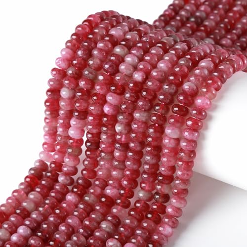5 x 8 mm, 72 Stück, rosa Turmalin-Chalcedon-Röhrchen, Rondelle, Abakusscheibe, Abstandhalter, lose Perlen für Schmuckherstellung, Armband, DIY-Zubehör von jiejinyu