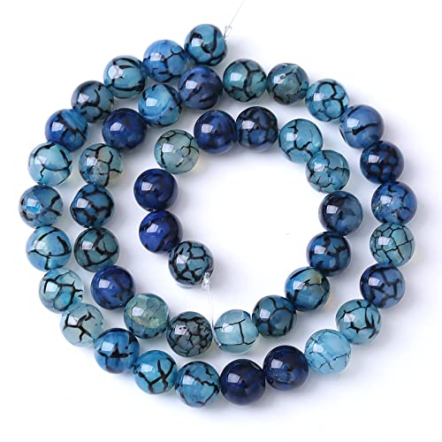 6 mm 60 Stück Naturstein Blau Drachen Ader Achat lose Perlen für Schmuckherstellung DIY Armband Halskette von jiejinyu