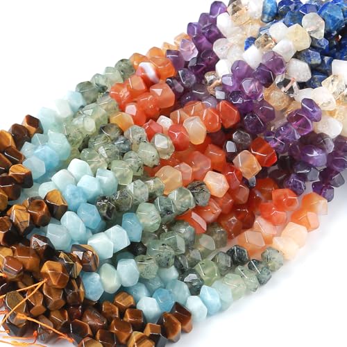 6 x 11 mm 7 Chakra-Steine, mehrfarbig, Kristall-Achat, Lapislazuli, Naturperlen, 38,1 cm, unregelmäßig, Spezialschliff-Steinperlen für Schmuckherstellung, DIY-Armbänder von jiejinyu