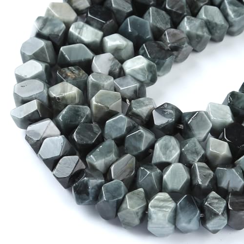 6 x 11 mm Falkenaugen-Edelstein, Natursteinperlen, 19,1 cm, unregelmäßig, speziell geschliffene Steinperlen für Schmuckherstellung, DIY, Handwerk, Armband von jiejinyu