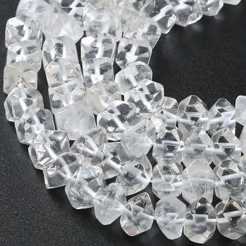 6 x 11 mm Quarz-Kristall-Naturperlen, 19,1 cm, unregelmäßig, Spezialschliff-Steinperlen für Schmuckherstellung, DIY, Handwerk, Armband von jiejinyu