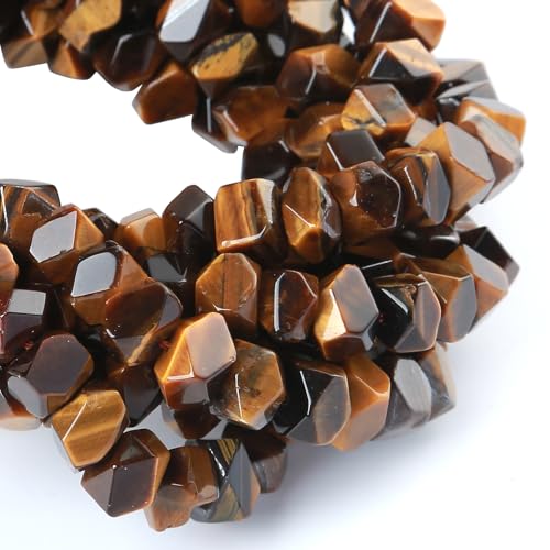 6 x 11 mm gelbe Tigeraugenstein-Naturperlen, 38,1 cm, unregelmäßig, speziell geschliffene Steinperlen für Schmuckherstellung, DIY-Armband, Zubehör von jiejinyu
