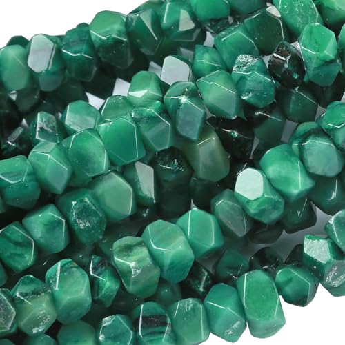 6 x 11 mm grüne Smaragd-Edelstein-Naturperlen, 38,1 cm, unregelmäßig, speziell geschliffene Steinperlen für Schmuckherstellung, DIY-Armband-Zubehör von jiejinyu