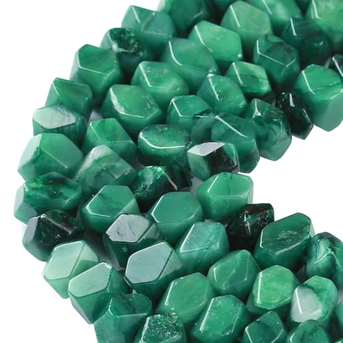 6 x 11 mm grüne Smaragd-Edelsteinperlen, 19,1 cm, unregelmäßig, speziell geschliffene Steinperlen für Schmuckherstellung, DIY-Armband, Zubehör von jiejinyu