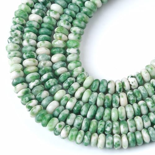 Abstandshalter für Schmuckherstellung, 2 x 4 mm, 155 Stück, Grasgrüner Jaspis-Röhrchen, Rondelle, Abakus, Scheibe, Abstandshalter von jiejinyu