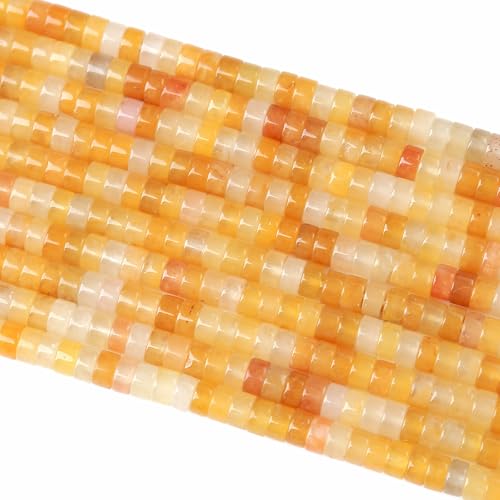 Abstandshalter für Schmuckherstellung, 2 x 4 mm, 155 Stück, gelbe Jade-Röhre, Zylinder, Rondelle, Abakus, Scheibe, Abstandshalter von jiejinyu