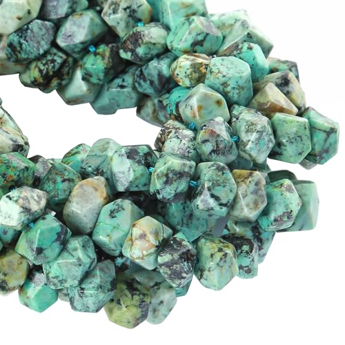 Afrikanische Türkis-Steinperlen, 19,1 cm, unregelmäßig, Spezialschliff-Steinperlen für Schmuckherstellung, DIY-Armband, Zubehör, 6 x 11 mm von jiejinyu
