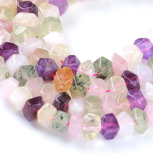 Kristallsteinperlen aus Amethyst, Citrin, Prehnit, bunt, 19,1 cm, unregelmäßig, Spezialschliff, Steinperlen für Schmuckherstellung, Basteln, Armband, 6 x 11 mm von jiejinyu