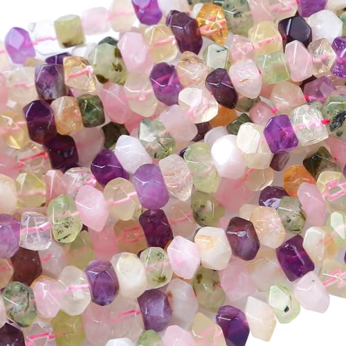 Kristallperlen, Amethyst, Citrin, Prehnit, bunt, 38,1 cm, unregelmäßiger Spezialschliff, Natursteinperlen für Schmuckherstellung, Bastelarmband, 6 x 11 mm von jiejinyu