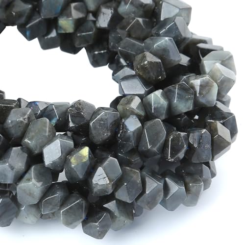 Labradorit-Edelstein, Naturperlen, 38,1 cm, unregelmäßig, Spezialschliff-Steinperlen für Schmuckherstellung, Bastelarmband, 6 x 11 mm von jiejinyu