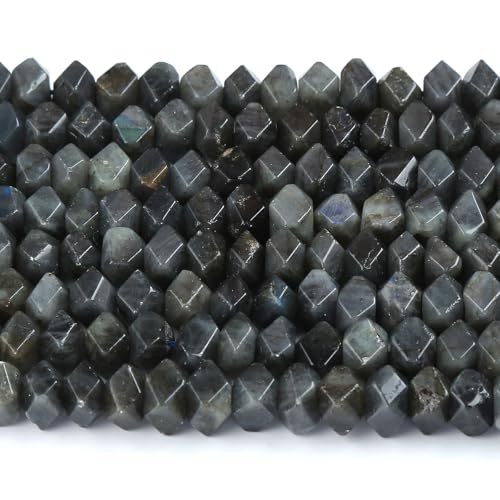Labradorit-Edelstein, natürliche Perlen, 19,1 cm, unregelmäßig, Spezialschliff-Steinperlen für Schmuckherstellung, Bastelarmband, 6 x 11 mm von jiejinyu