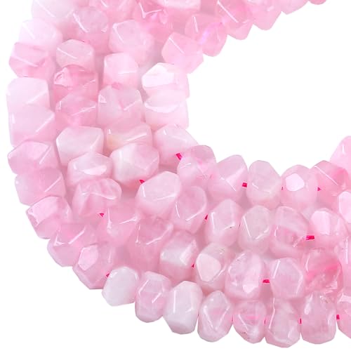 Madagaskar-Rosenquarz-Kristallsteinperlen, 19,1 cm, unregelmäßig, Spezialschliff-Steinperlen für Schmuckherstellung, DIY-Armband, 6 x 11 mm von jiejinyu