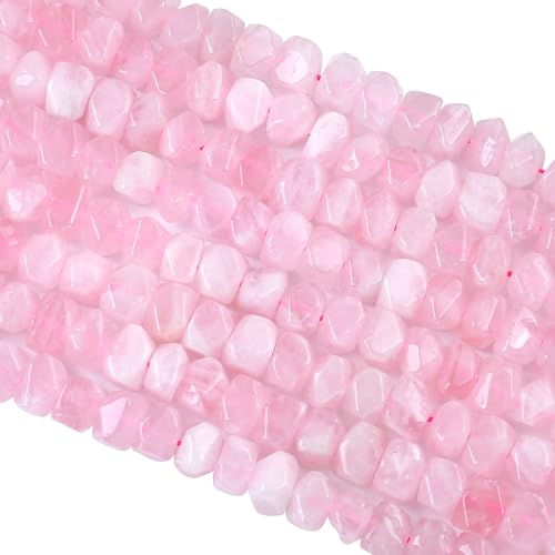 Madagaskar-Rosenquarz-Kristallsteinperlen, 38,1 cm, unregelmäßiger Spezialschliff, Steinperlen für Schmuckherstellung, DIY-Armband, 6 x 11 mm von jiejinyu